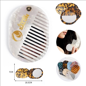 2-in-1 Folding Pocket Mirror With Hair Comb